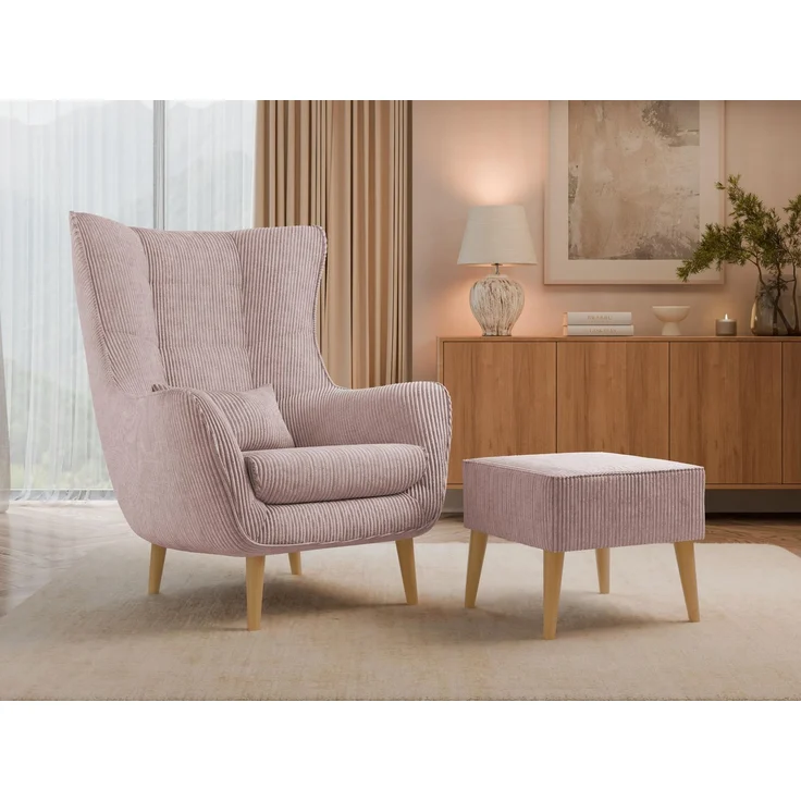 Sessel Lucio Cord (Farbe: Poso 52, mit Fußbank) – Bild 2
