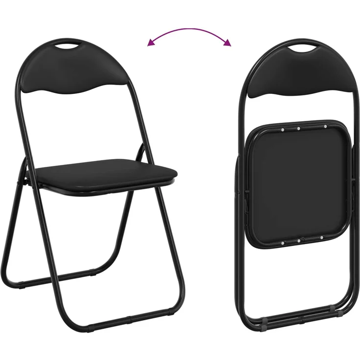 vidaXL Klappstuhl 2 pcs Schwarz 48 x 43,5 x 81 cm Kunstleder 42029048 – Bild 11