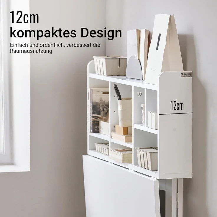 Wandklapptisch Schreibtisch mit Integriertem Schweberegal weiß FWT07-W – Bild 5