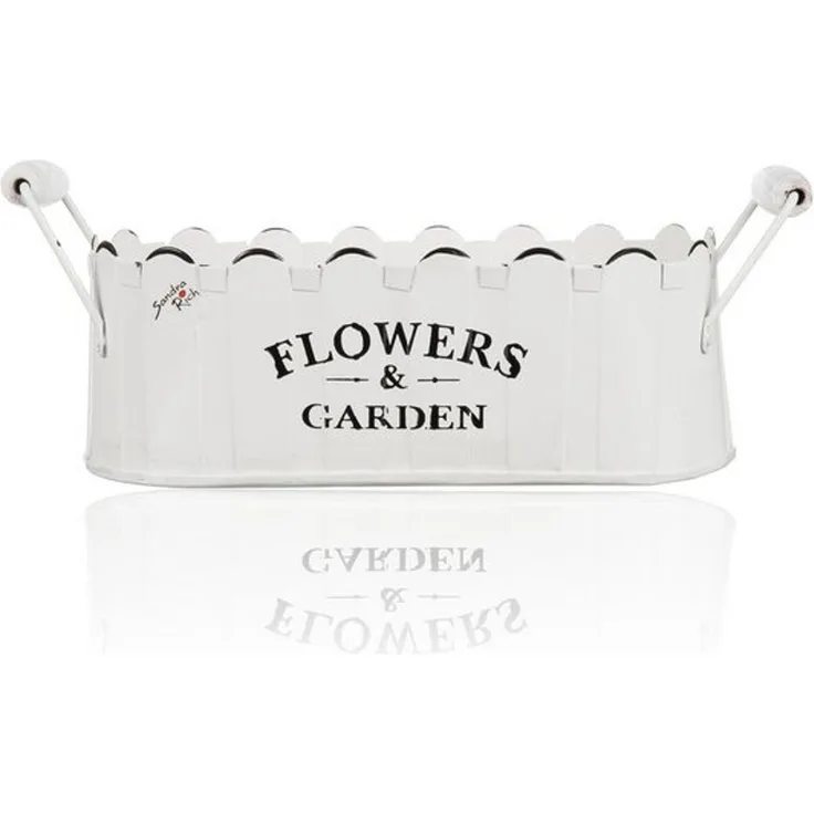 Sandra Rich Jardiniere FLOWERS & GARDEN Jardiniere Blumenkasten mit Griffen 26cm weiß
