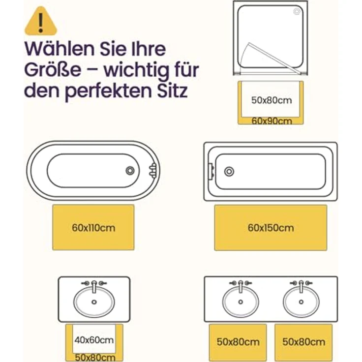 DEXI Badteppich rutschfeste,weicher Badezimmerteppich Wasserabsorbierend Badematte maschinenwaschbar Badvorleger für Dusche,Badewanne und Toilette - Grau,40x60 cm – Bild 3