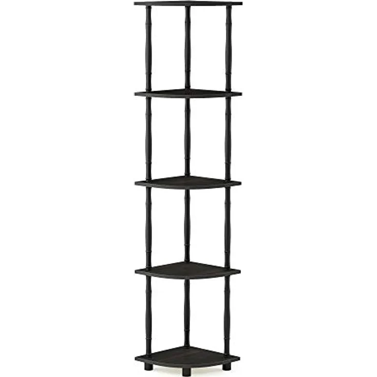 Furinno Eck-Mehrzweckregal mit 4 Fächern, holz, Espresso/Schwarz, 29. 46x29. 46x146. 56 cm – Bild 2