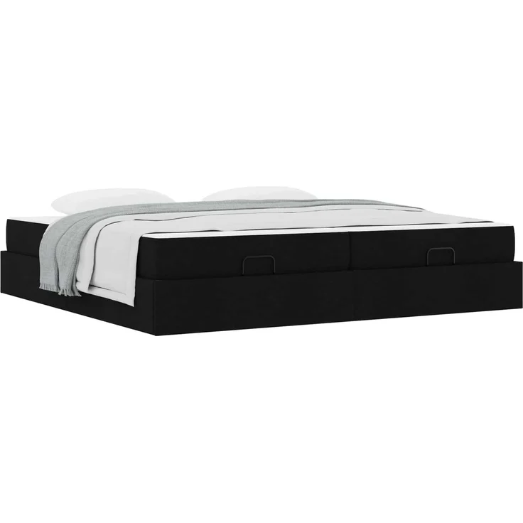 vidaXL Bettgestell mit Matratze mit Matratze 2 pcs Schwarz Stoff 3399517 – Bild 2