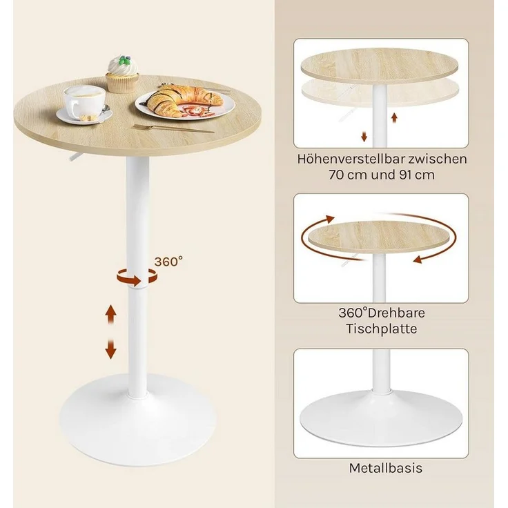 Woltu Bartisch (1-St), Stehtisch Drehtisch, MDF Partytisch, höhenverstellbar – Bild 3