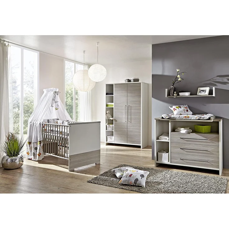 Schardt 'Eco Silber' 3-tlg. Babyzimmer-Set Kinderbett, Schrank 2-türig und Kommode – Bild 7