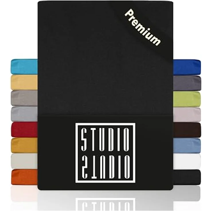 STUDIO Premium Spannbettlaken Jersey 140x200cm, 140x220cm, 160x200cm & 160x220cm – 97% Baumwolle, 3% Elastan, anthrazit, bügelfrei, für Matratzen bis 35cm – Bild 1