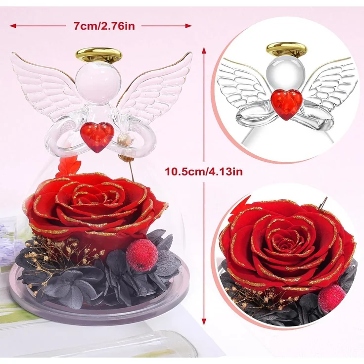 Ewige Rose Engel Mama Oma Forever Geschenk Glas Figur Blume Frauen Rose Garten – Bild 3