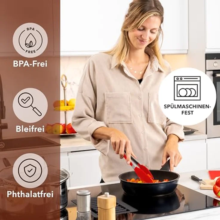 AVANA Kochzange Edelstahl Küchenzange Silikon Grillzange Zange Kochen Mehrzweckzange, mit integriertem Standfuß, 2er Set – Bild 8