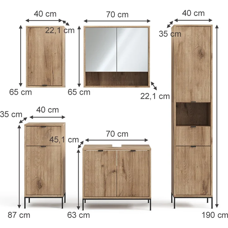 Badmöbel-Set Eliza Viking Oak 5-teilig Vicco – Bild 3