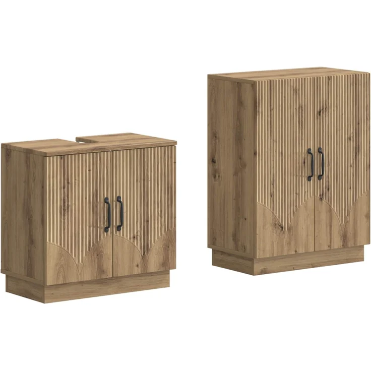 vidaXL 2-teiliges Badezimmer Schrank Set HOORN Artisan-Eiche 3417638 – Bild 2