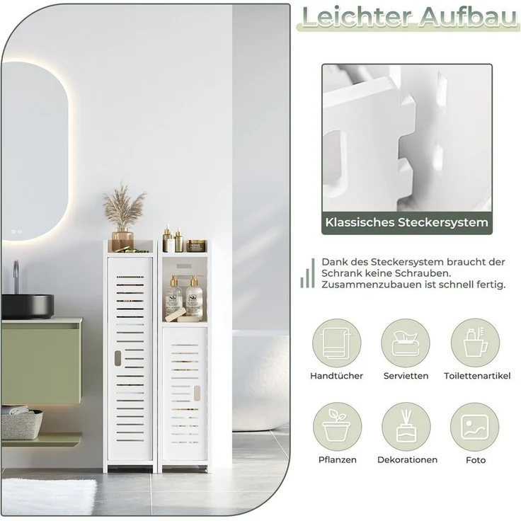 Dripex Midischrank Badezimmerschrank, Badschrank schmal, Toilettenschrank weiß – Bild 2