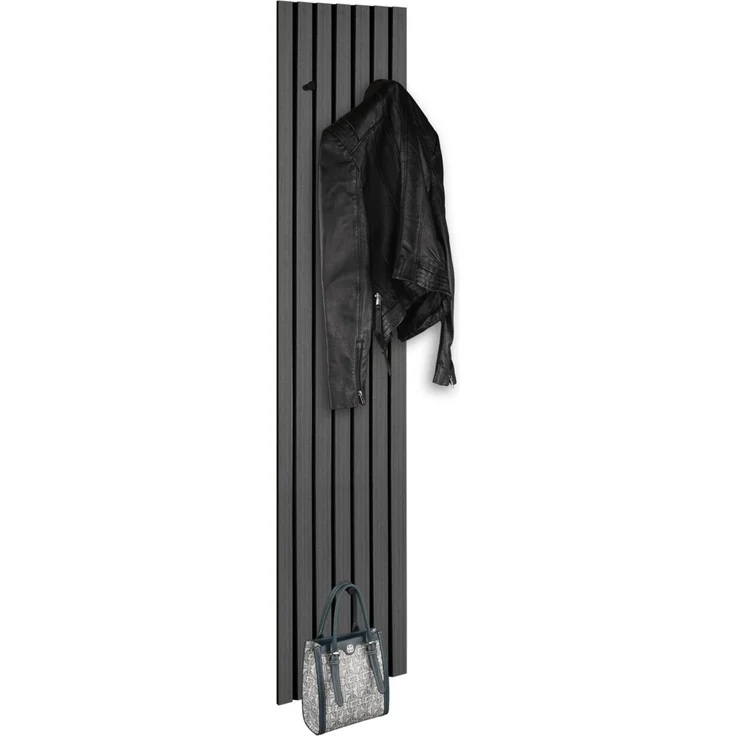 XORA 'GRACE' Garderobenleiste Akustik-Paneel-Optik schmal, MDF anthrazit, 25 x 160 cm, 3 Haken – Bild 3