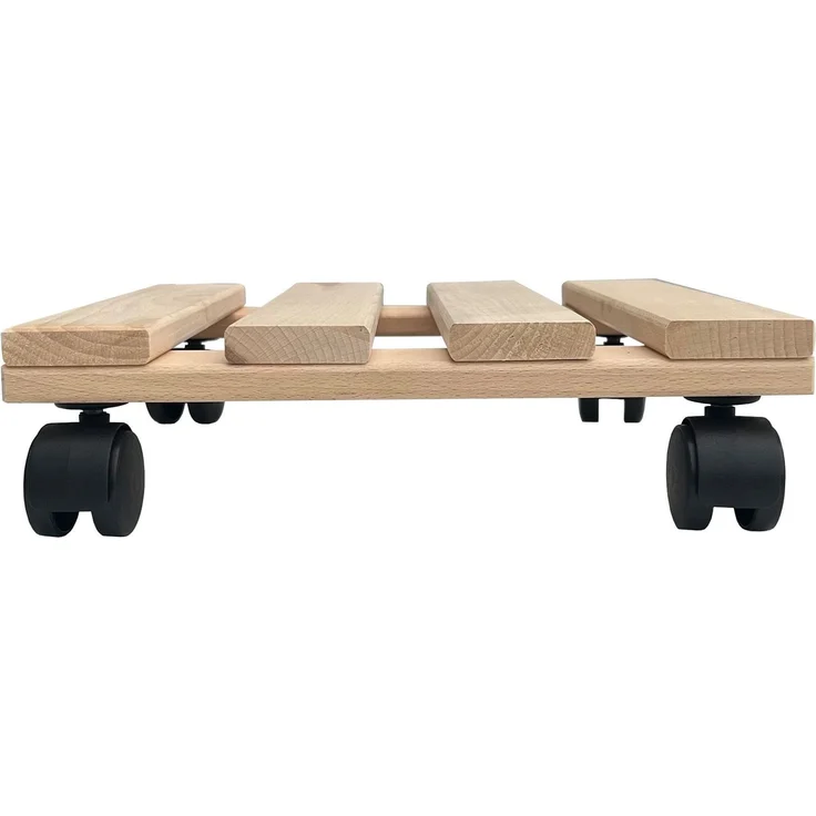 1x Rolluntersetzer eckig Pflanzenroller 30x30 cm - max. 120 kg Traglast - aus Buchenholz - Stabil & robust - Für Pflanztöpfe, Möbel & schwere Gegenstände – Bild 3