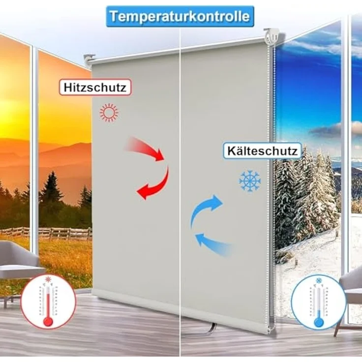 Verdunkelungsrollo Rollos für Fenster und Tür ohne Bohren Creme 85x120 cm(BxH) Thermo Rollo Klemmfix Verdunklungsrollo Fensterrollo Lichtblick Sicht-und Sonnenschutz Wand-und Deckenmontag – Bild 2
