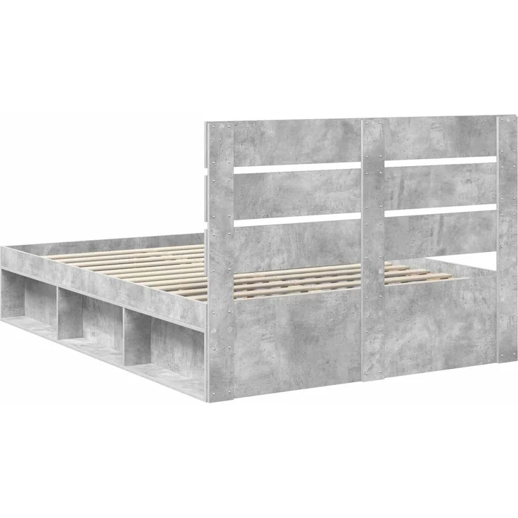 vidaXL Bettrahmen mit Kopfteil Beton 160 x 200 cm Massives Kiefernholz 3411723 – Bild 8