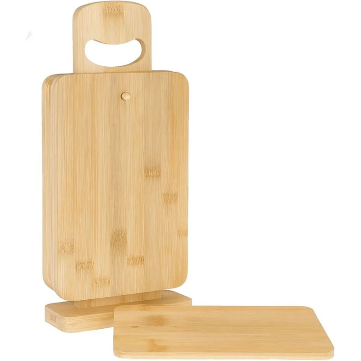 Koopman Frühstücksbrett Holzbretter Bambus Natur 7 Tlg, Holz, (Set, 7-St, Packung), 7 Tlg, Selbststehend, Metall & Holz, Hellbraun, Tragegriff – Bild 3