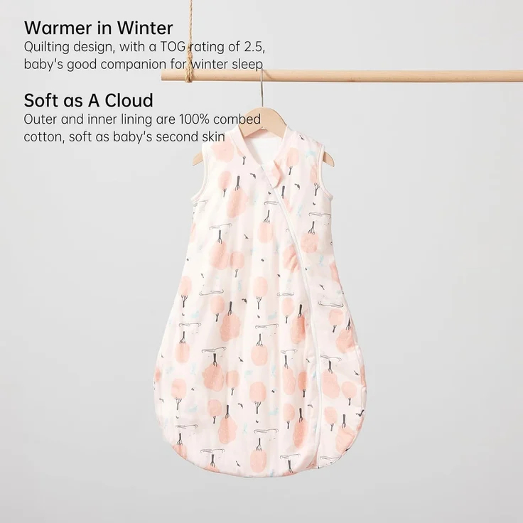 Duomiaomiao Baby Schlafsack, 1x Winterschlafsack, Rosa Wald-2.5 Tog, L/Größe des Babys 85-95cm, Baumwolle – Bild 2