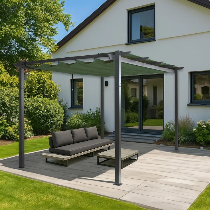 Mendler 'HWC-N93' Pergola, Aluminium grün, 3 x 4 m – Bild 1