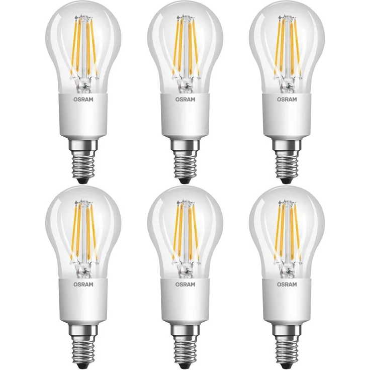 Osram LED SuperStar Classic P Lampe, in Tropfenform mit E14-Sockel, dimmbar, Ersetzt 40 Watt, Filamentstil Klar, Warmweiß - 2700 Kelvin, 6er-Pack