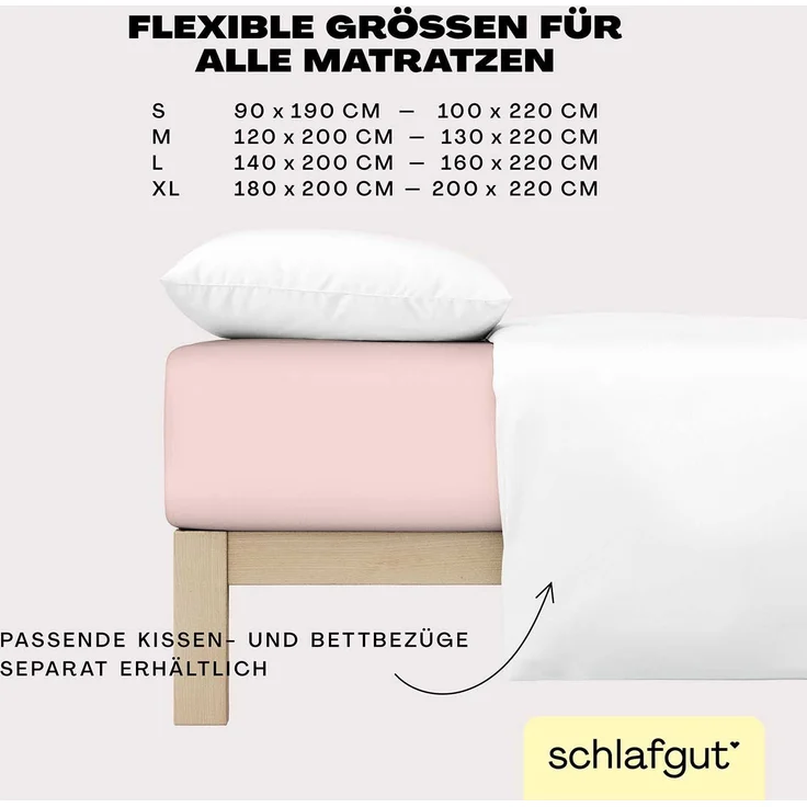 Schlafgut 'Easy' Spannbettlaken, MADE IN GREEN by OEKO-TEX®, Gummizug: rundum, Jersey Elasthan, Purple Light, L 140x200 cm - 160x220 cm – Bild 4