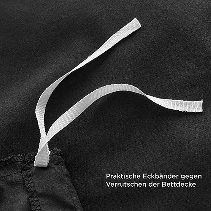 BEDSURE Bettwäsche 135x200 2teilig Schwarz - Bettwäsche Schwarz 1 Bettbezug 135x200 cm + 1 Kissenbezug 80X80 cm, ÖKO-TEX Bettwäsche-Sets Polyester Mikrofaser mit Reißverschluss – Bild 7