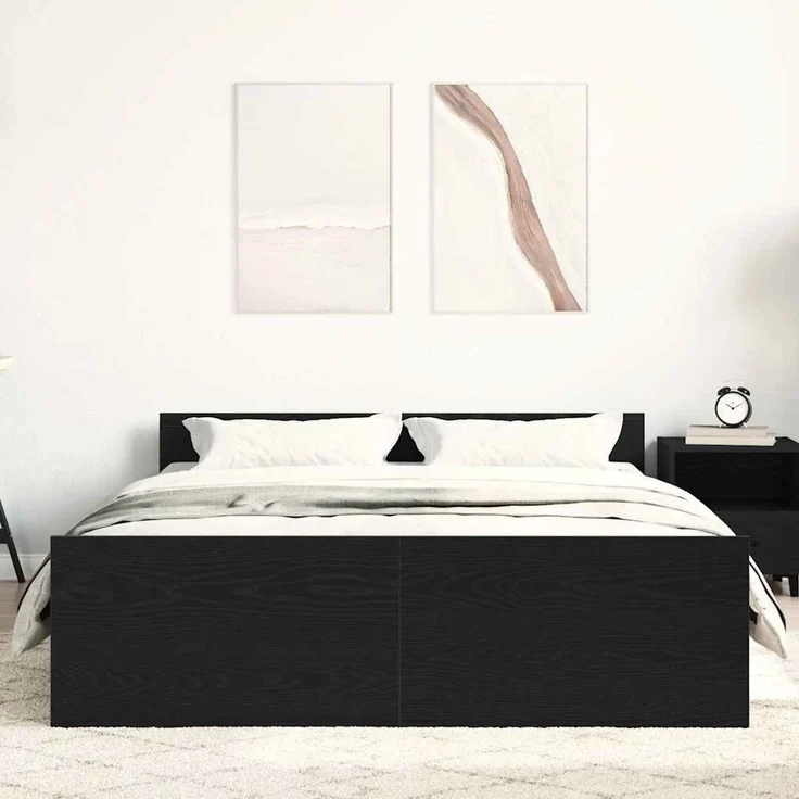 vidaXL Bettgestell ohne Matratze Schwarz Eichen-Optik 120x200 cm 3329318 – Bild 3