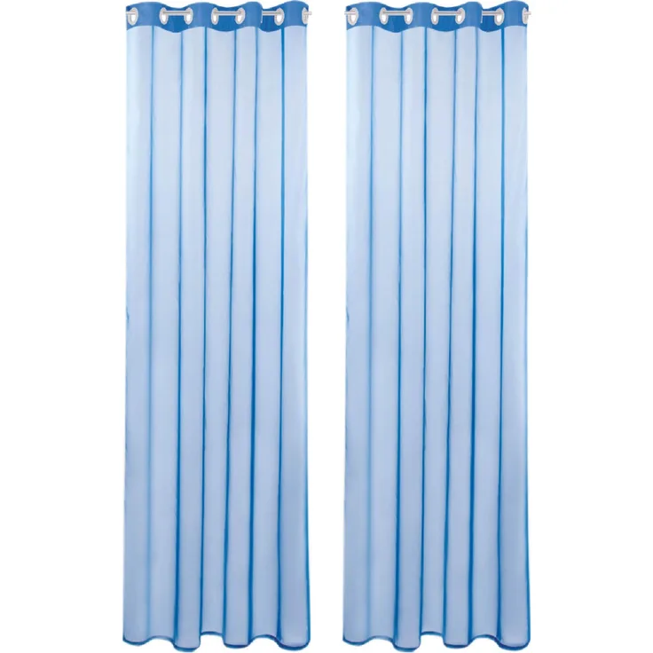 Bestlivings Transparente Blaue Gardine mit Ösen 2er Pack (B140 x L145), viele Varianten erhältlich