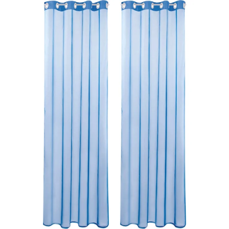 Bestlivings Transparente Blaue Gardine mit Ösen 2er Pack (B140 x L145), viele Varianten erhältlich – Bild 1