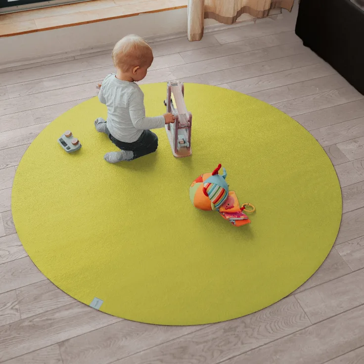 Runde Krabbelmatte SanoSoft "made in Germany" - Öko-Tex 100 Mangogelb 160 cm
