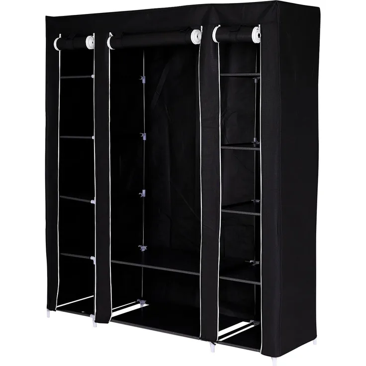 dibea Stoffschrank 175 x 150 x 45 cm (Kleiderschrank, Faltschrank), schwarz