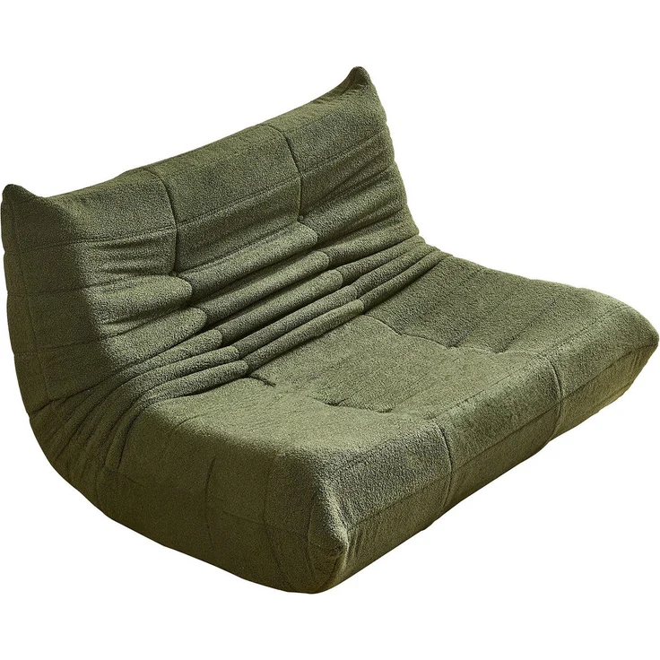 2-Sitzer Loungesofa aus Teddy-Vlies mit Plisseefalten-Design, ergonomisch, 149x114x82 cm, Grün – Bild 9