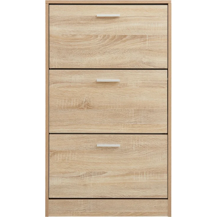 Schuhschrank Sykkylven 103x60x24 cm mit 3 Klappen Sonoma-Eiche [en. casa] – Bild 6