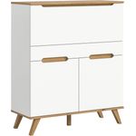 xonox. home Wohnzimmer Stockholm Sekretär Schreibschrank Schrank Stauraumschrank in weiß Absetzung Nox Oak, ca. 100 x 118 x 40 cm