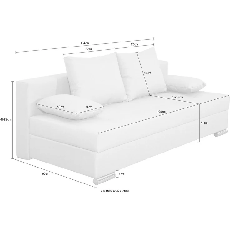 COLLECTION AB Schlafsofa Tania, B: 194 cm, Liegel. 140x194 cm, komfortabler Sitzkomfort: Federkern-Polsterung, inklusive Rückenkissen – Bild 3