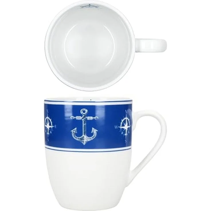 MamboCat Becher Ahoi 6x Kaffeebecher 280ml Porzellan-Tassen 6 Pers Tee Kakao nautisch, Porzellan – Bild 5