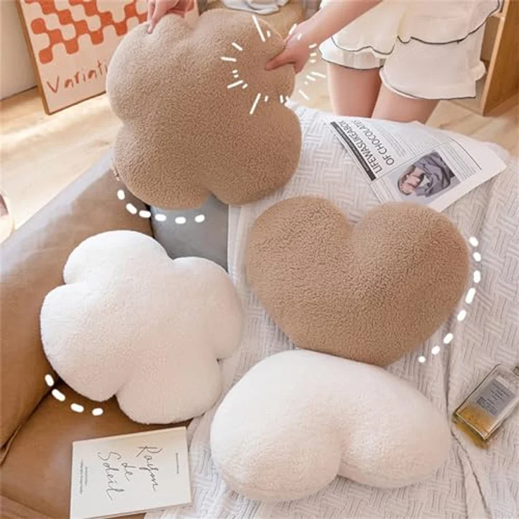 Herzkissen, Herz Kissen Kinderzimmer Decor, Kuschelkissen Kinder Herzform Dekokissen Kopfkissen Kissen Zierkissen für Wohnzimmer Sofa Kind Schlafzimmer Bett (Lila Herz,40 cm) – Bild 7