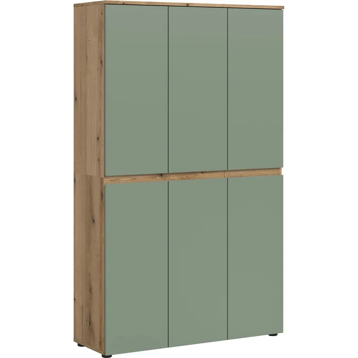 Universalschrank (B/H/T: 105x175x37 cm) in Smoke Green Nachbildung und Evoke Oak Nachbildung