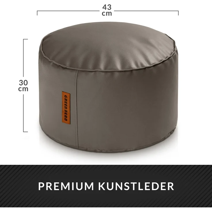Green Bean® Sitzhocker aus Kunstleder - Pouf mit EPS Perlen Füllung - 43 x 30 cm - perfekte Ergänzung zum Sitzsack - Hellbraun-Grau – Bild 4