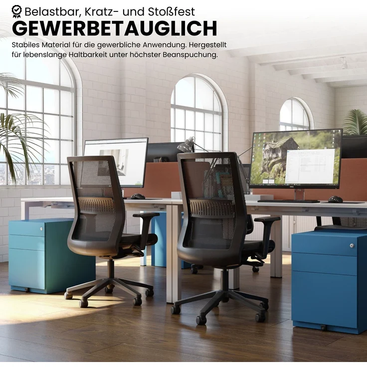 Bisley Cito Konferenztisch höhenverstellbar 240x120 cm, Tischplatte in Buche, U-Gestell in Weiß - Besprechungstisch & Meetingtisch, großer Chef Schreibtisch XXL-Tisch, DUH2412-BC-396 – Bild 3
