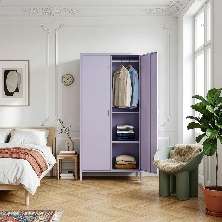 Kleiderschrank Esteli 170x80x45 cm Stahl Hellviolett [en. casa] – Bild 4