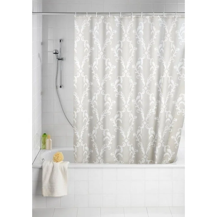 WENKO BAROQUE Duschvorhang 180 x 200 cm, Beige, waschbar – Bild 1