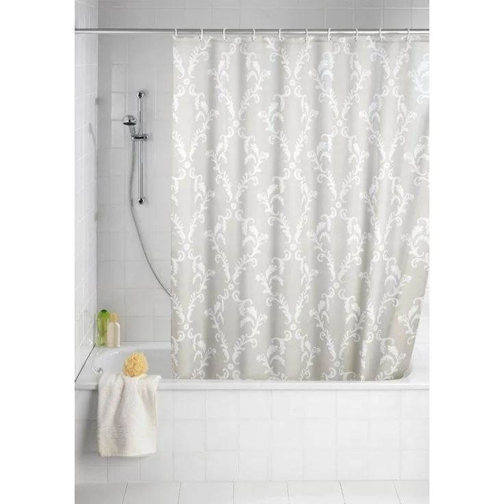 WENKO BAROQUE Duschvorhang 180 x 200 cm, Beige, waschbar