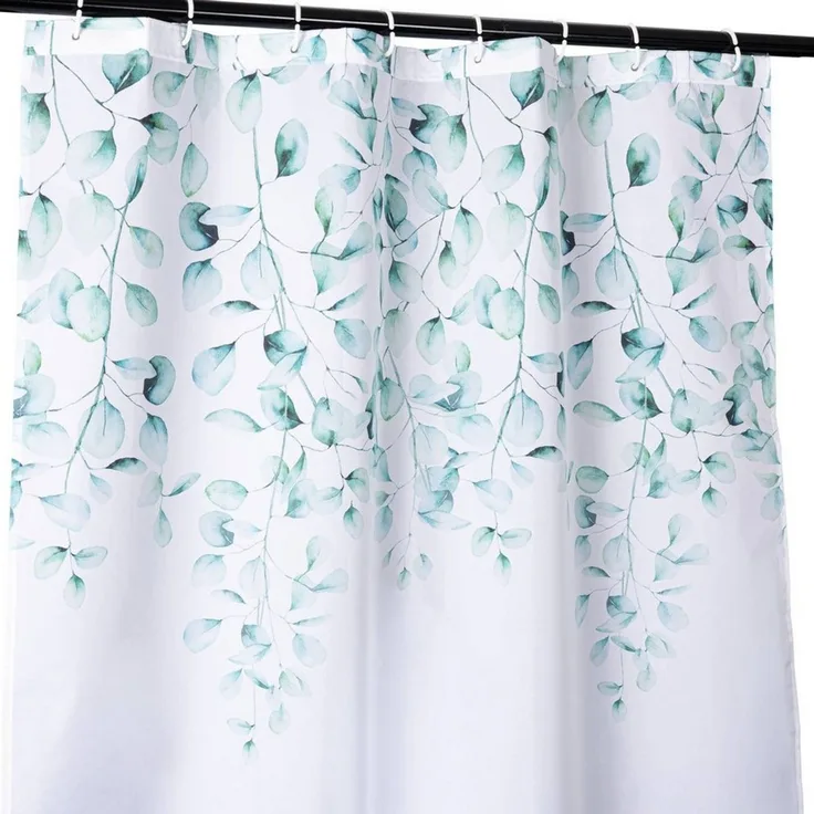 ANRO Duschvorhang FASTY Blätter Anti-Schimmel Polyester Badewanne Vorhang Breite 120 cm (Packung, 1-tlg, Duschvorhang inkl. Aufhängeringe), robuster Vorhang Stangenaufhängung 120x200 cm Blätter Aquarell Grün