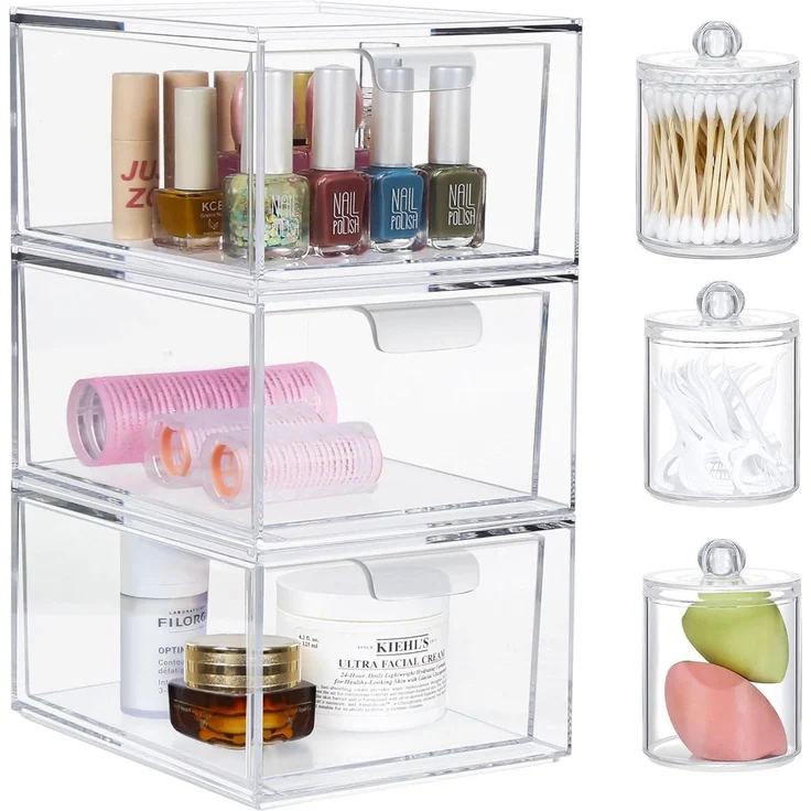 Greentainer Kosmetik Organizer Schubladen Stapelbar Acryl-Make-up-Organizer 3 – Bild 1