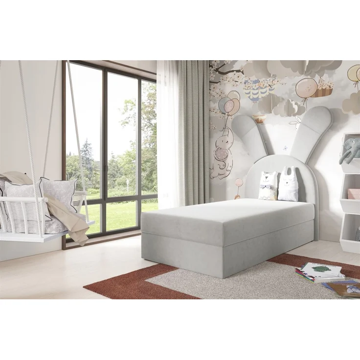 Kinderbett Polsterbett Bett MATILDA 100x200cm in Stoff Magic Velvet Grau – Bild 1