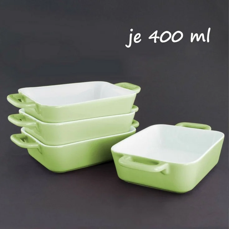 KVOTA Auflaufform 4-er Set rechteckig, keramik 400ml,MINI,ca. 9,5 x 4 x 13 cm,für je 1 Portion, Keramik, (4-St), Antikratz-Glasur – Bild 3