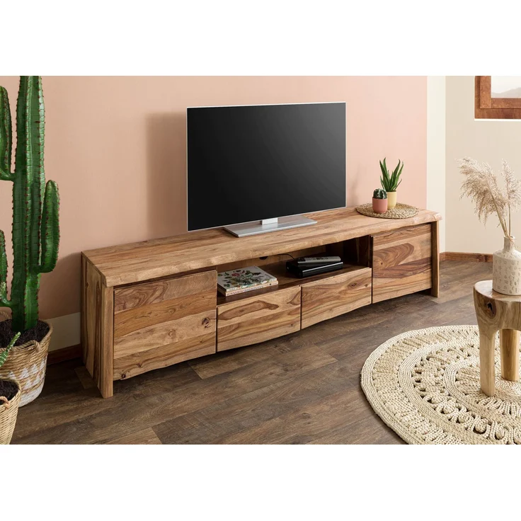 TV-Board Sheesham 200 x 45 x 50 natur lackiert / sandgestrahlt PURE SHEESHAM #221 – Bild 3