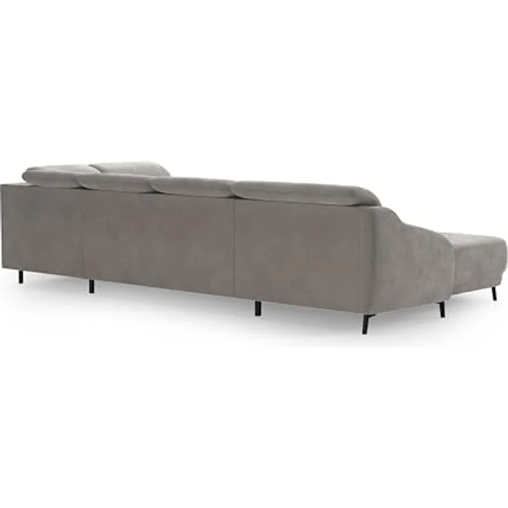 CAVADORE Wohnlandschaft Blue, Sofalandschaft mit Longchair im modernen Design, inkl. kopfteilverstellung, Vorziehsitz motorisch, Klapptisch, USB-Anschluss, mattschwarzen Metallfüßen, Hellgrau – Bild 7