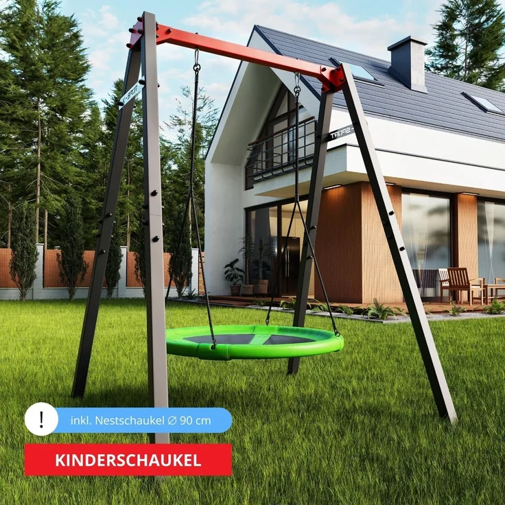 K-Sport Gartenschaukel für Kinder mit Nestschaukel, aus Stahl, grau – Bild 3