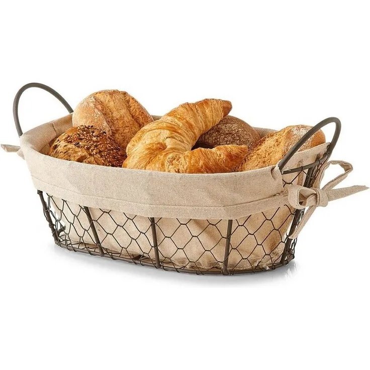 Basera® Aufbewahrungskorb Brotkorb / Obstkorb mit waschbarem Stoffeinsatz (1 St), 30 x 21 x 11 cm